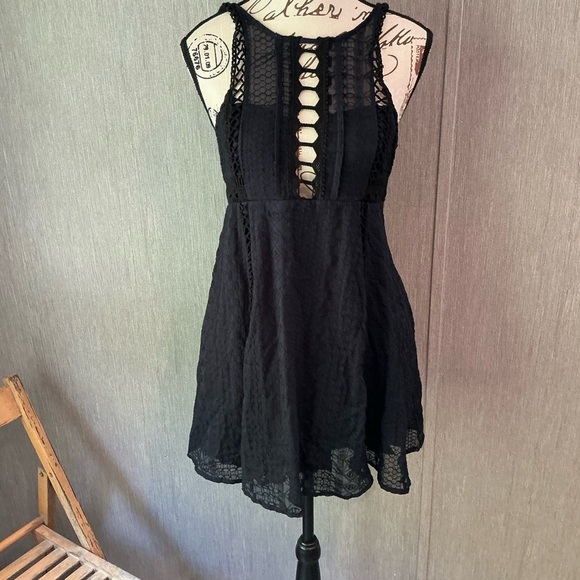 Free People Navy Blue Lace Dress Size 2 - Picture 1 of 9